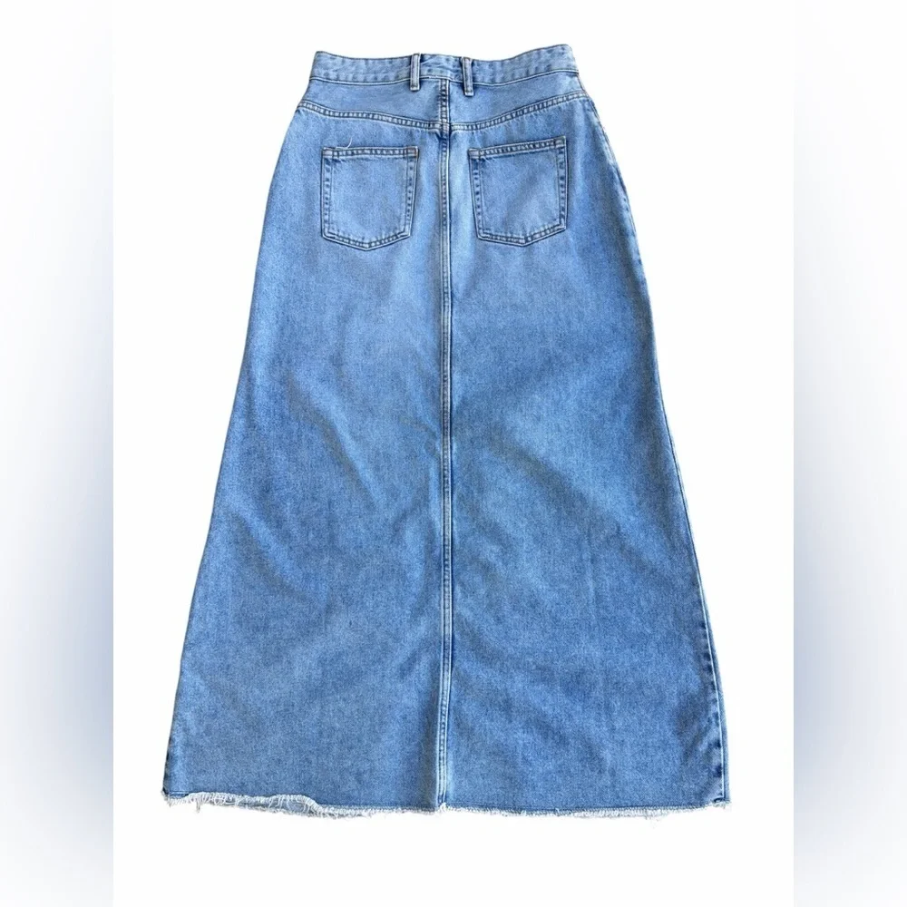 Anthropologie Pilcro Midi Front Slit Denim Maxi Skirt Summer Wash Size 8 NWT - Picture 4 of 12